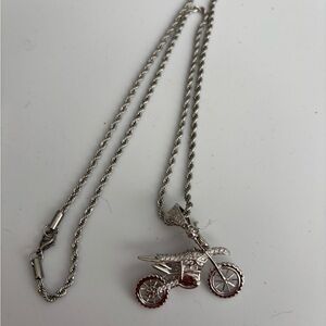 Silver Dirtbike Necklace